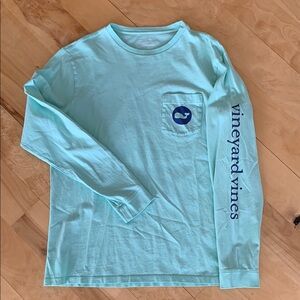 Vineyard Vines Aqua Long Sleeve Pocket Shirt (M)